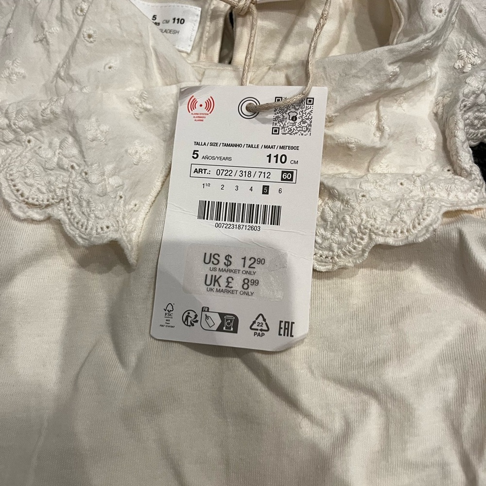 BRAND NEW ZARA OFF WHITE SLEEVES SHIRT WITH COLLAR - Picture 2 of 2